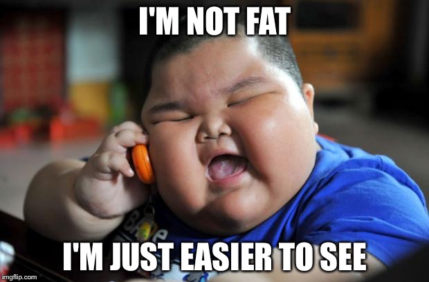 Fat Kid | I'M NOT FAT; I'M JUST EASIER TO SEE | image tagged in fat kid | made w/ Imgflip meme maker