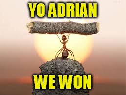 YO ADRIAN WE WON | made w/ Imgflip meme maker