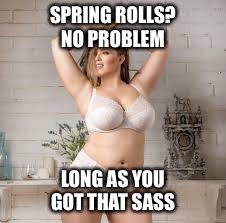 SPRING ROLLS? NO PROBLEM LONG AS YOU GOT THAT SASS | made w/ Imgflip meme maker