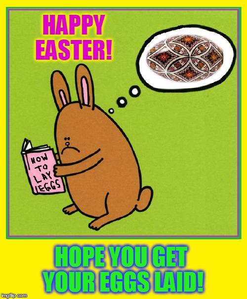 Appreciate What the Easter Bunny Goes through Every Year | HAPPY EASTER! HOPE YOU GET YOUR EGGS LAID! | image tagged in vince vance,happy easter,easter bunny,easter,how to lay eggs | made w/ Imgflip meme maker
