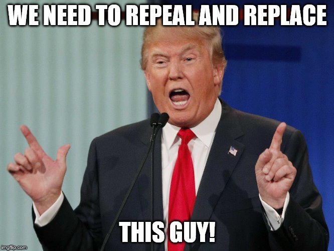 Sooner is better than later folks! | WE NEED TO REPEAL AND REPLACE; THIS GUY! | image tagged in donald trump,dumptrump | made w/ Imgflip meme maker