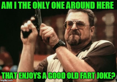 Am I The Only One Around Here Meme | AM I THE ONLY ONE AROUND HERE THAT ENJOYS A GOOD OLD FART JOKE? | image tagged in memes,am i the only one around here | made w/ Imgflip meme maker