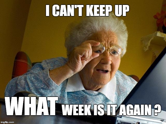 So many themes out there...... | I CAN'T KEEP UP; WEEK IS IT AGAIN ? WHAT | image tagged in memes,grandma finds the internet | made w/ Imgflip meme maker