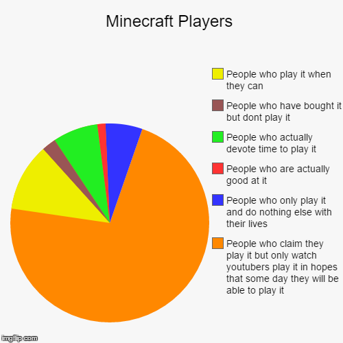 Minecraft Players In A Nutshell | image tagged in funny,pie charts,minecraft,noob | made w/ Imgflip chart maker