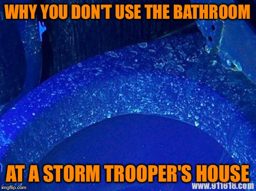 Either at a storm troopers' house, or Florida State University | WHY YOU DON'T USE THE BATHROOM; AT A STORM TROOPER'S HOUSE | image tagged in toilet under uv light,they missed,a lot,ewwww,tagging on a phone sucks | made w/ Imgflip meme maker