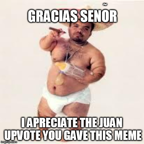 GRACIAS SENOR I APRECIATE THE JUAN UPVOTE YOU GAVE THIS MEME ~ | made w/ Imgflip meme maker