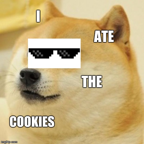 Doge Meme | I; ATE; THE; COOKIES | image tagged in memes,doge | made w/ Imgflip meme maker