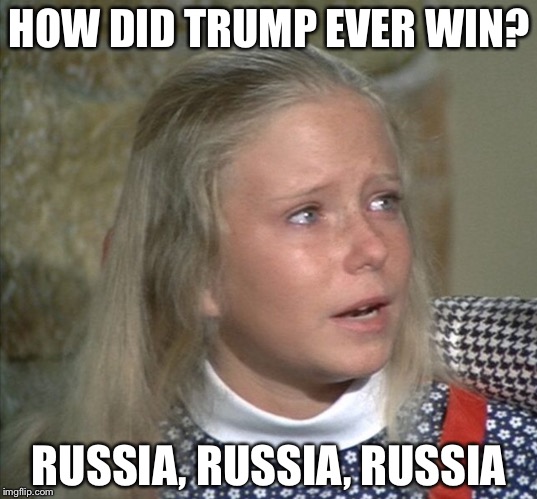 Or did he win because clinton sucked? | HOW DID TRUMP EVER WIN? RUSSIA, RUSSIA, RUSSIA | image tagged in the brady bunch | made w/ Imgflip meme maker