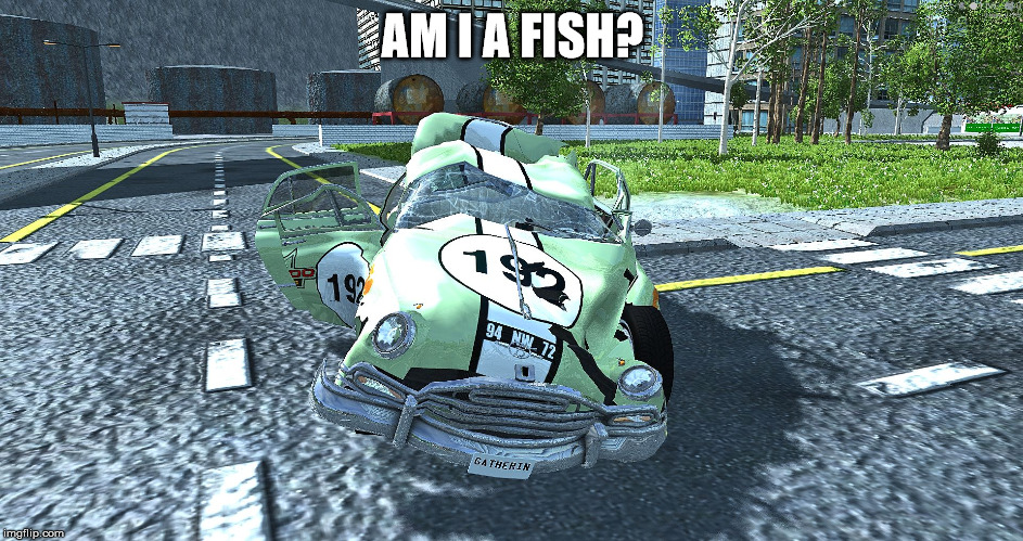 AM I A FISH? | image tagged in car | made w/ Imgflip meme maker