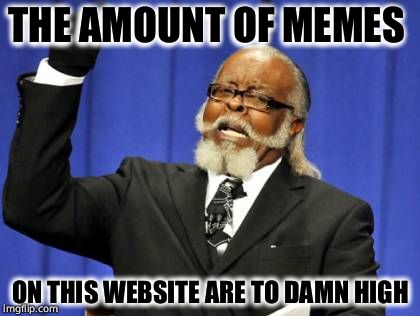 Too many memes | THE AMOUNT OF MEMES; ON THIS WEBSITE ARE TO DAMN HIGH | image tagged in memes,too damn high | made w/ Imgflip meme maker