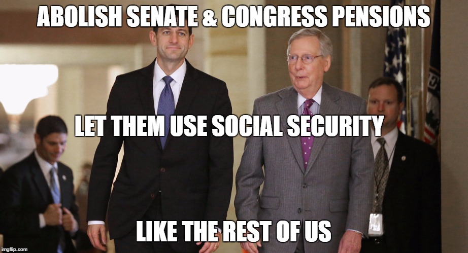 ABOLISH SENATE & CONGRESS PENSIONS; LET THEM USE SOCIAL SECURITY; LIKE THE REST OF US | image tagged in mcconnel_ryan | made w/ Imgflip meme maker