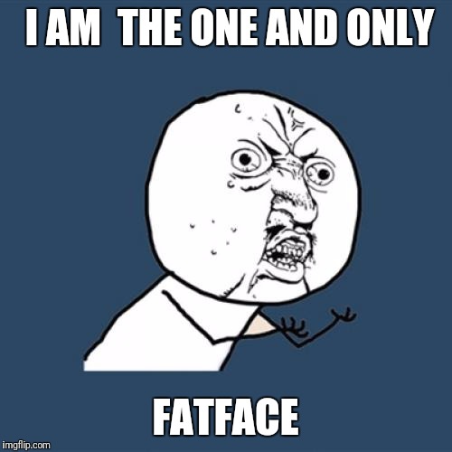 Y U No Meme | I AM  THE ONE AND ONLY; FATFACE | image tagged in memes,y u no | made w/ Imgflip meme maker