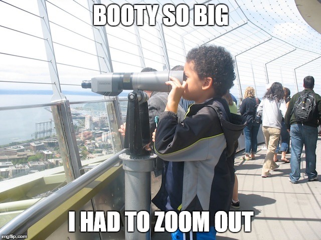 Now that must be some big booty | BOOTY SO BIG; I HAD TO ZOOM OUT | image tagged in big booty | made w/ Imgflip meme maker