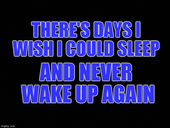 AND NEVER WAKE UP AGAIN; THERE'S DAYS I WISH I COULD SLEEP | image tagged in memes | made w/ Imgflip meme maker