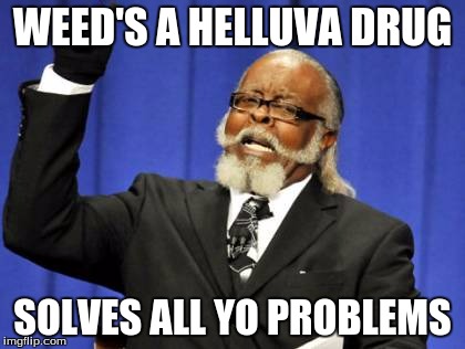 Too Damn High | WEED'S A HELLUVA DRUG; SOLVES ALL YO PROBLEMS | image tagged in memes,too damn high | made w/ Imgflip meme maker