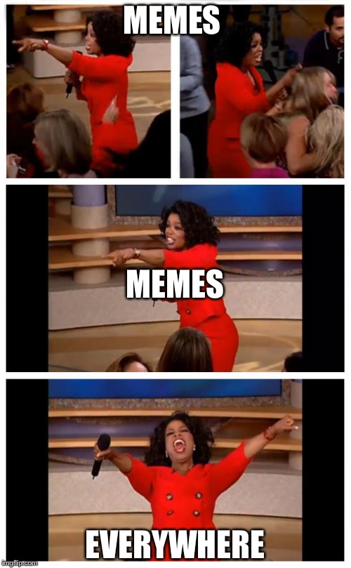 Oprah You Get A Car Everybody Gets A Car | MEMES; MEMES; EVERYWHERE | image tagged in memes,oprah you get a car everybody gets a car | made w/ Imgflip meme maker