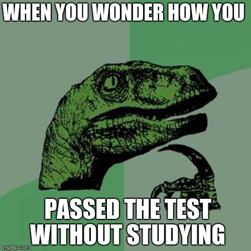 Philosoraptor | WHEN YOU WONDER HOW YOU; PASSED THE TEST WITHOUT STUDYING | image tagged in memes,philosoraptor | made w/ Imgflip meme maker
