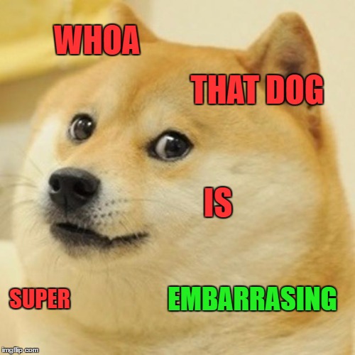 Doge Meme | WHOA THAT DOG IS SUPER EMBARRASING | image tagged in memes,doge | made w/ Imgflip meme maker
