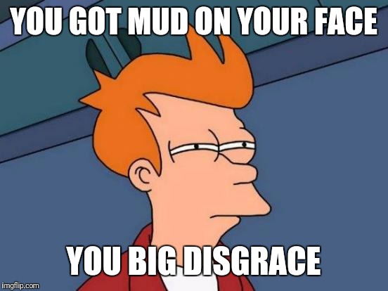 YOU GOT MUD ON YOUR FACE YOU BIG DISGRACE | image tagged in memes,futurama fry | made w/ Imgflip meme maker