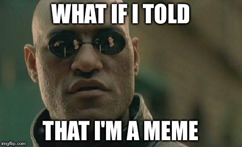 Matrix Morpheus Meme | WHAT IF I TOLD; THAT I'M A MEME | image tagged in memes,matrix morpheus | made w/ Imgflip meme maker