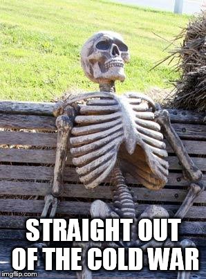 Waiting Skeleton | STRAIGHT OUT OF THE COLD WAR | image tagged in memes,waiting skeleton | made w/ Imgflip meme maker