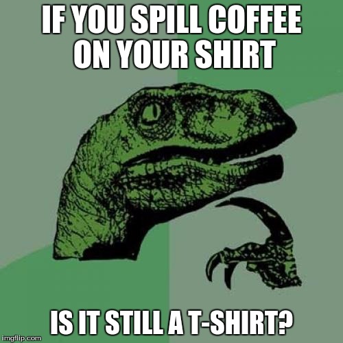Inception | IF YOU SPILL COFFEE ON YOUR SHIRT; IS IT STILL A T-SHIRT? | image tagged in memes,philosoraptor | made w/ Imgflip meme maker
