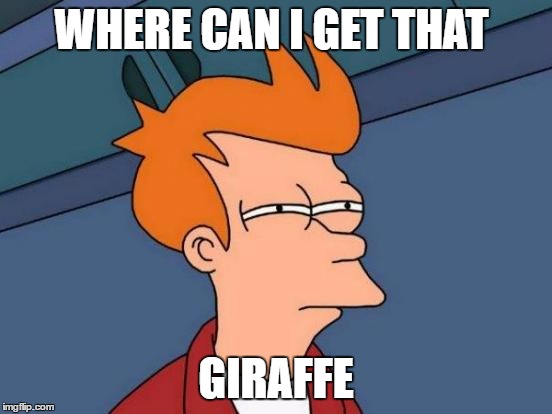 WHERE CAN I GET THAT GIRAFFE | image tagged in memes,futurama fry | made w/ Imgflip meme maker