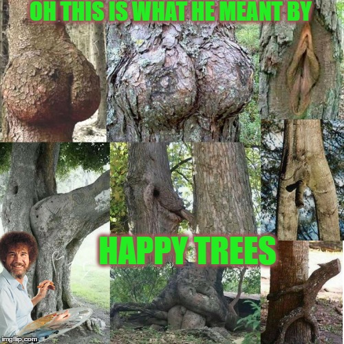 Let's get inspired by nature and paint some happy trees (Bob Ross Week)   | OH THIS IS WHAT HE MEANT BY; HAPPY TREES | image tagged in bob ross week,happy tree friends,beautiful nature,memes,bob ross meme | made w/ Imgflip meme maker