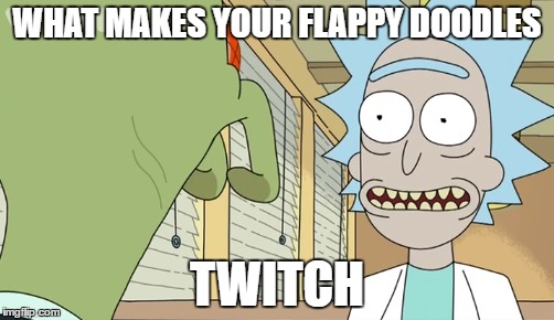 Arousal in its flappy doodle form | WHAT MAKES YOUR FLAPPY DOODLES; TWITCH | image tagged in rick and morty,adult swim | made w/ Imgflip meme maker