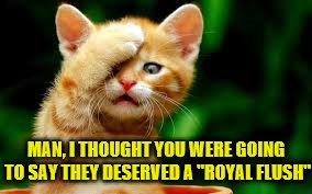 MAN, I THOUGHT YOU WERE GOING TO SAY THEY DESERVED A "ROYAL FLUSH" | made w/ Imgflip meme maker