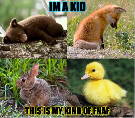 FNAF for kids | IM A KID; THIS IS MY KIND OF FNAF | image tagged in fnaf | made w/ Imgflip meme maker