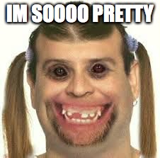ugly person | IM SOOOO PRETTY | image tagged in ugly person | made w/ Imgflip meme maker
