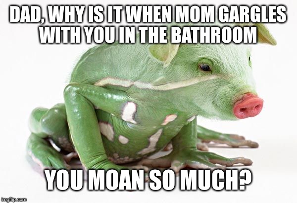 DAD, WHY IS IT WHEN MOM GARGLES WITH YOU IN THE BATHROOM YOU MOAN SO MUCH? | made w/ Imgflip meme maker