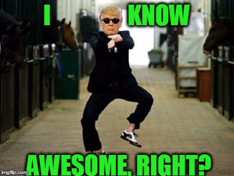 Trump Gangnam Style | I                 KNOW AWESOME, RIGHT? | image tagged in trump gangnam style | made w/ Imgflip meme maker