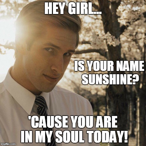 Hey Girl | HEY GIRL... IS YOUR NAME SUNSHINE? 'CAUSE YOU ARE IN MY SOUL TODAY! | image tagged in hey girl | made w/ Imgflip meme maker