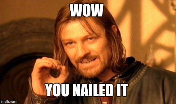 One Does Not Simply Meme | WOW YOU NAILED IT | image tagged in memes,one does not simply | made w/ Imgflip meme maker