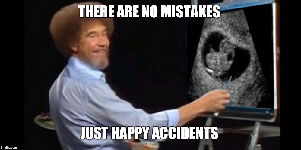 Bob Ross Week A Lafonso Event  |  THERE ARE NO MISTAKES; JUST HAPPY ACCIDENTS | image tagged in funny,memes,bob ross,bob ross week,happy accidents,ultrasound | made w/ Imgflip meme maker