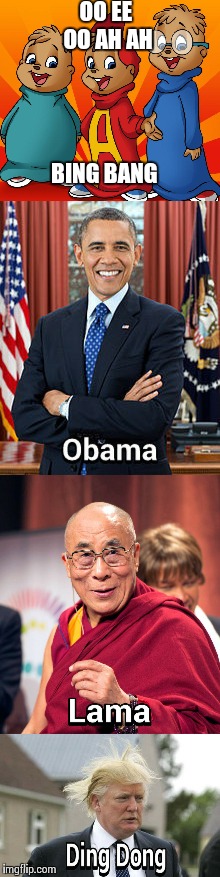 Obamalamadingdong | OO EE OO AH AH; BING BANG | image tagged in meme funny | made w/ Imgflip meme maker