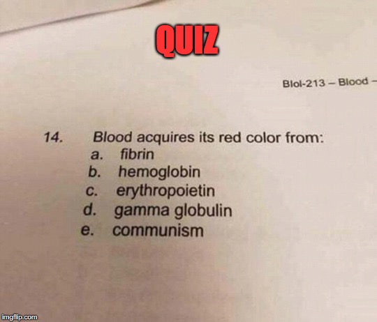 Seize the memes of production, comrade
 | QUIZ | image tagged in blood,political meme | made w/ Imgflip meme maker
