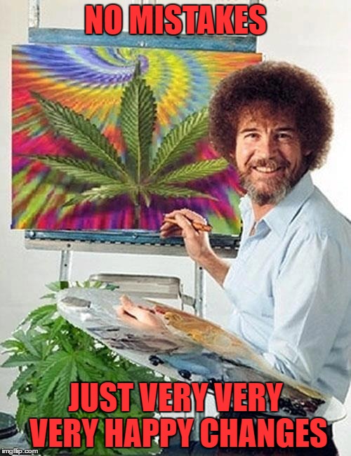 bob ross high five | NO MISTAKES; JUST VERY VERY VERY HAPPY CHANGES | image tagged in bob ross | made w/ Imgflip meme maker
