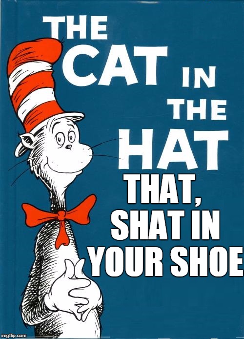 cat in the hat | THAT, SHAT IN YOUR SHOE | image tagged in cat in the hat | made w/ Imgflip meme maker