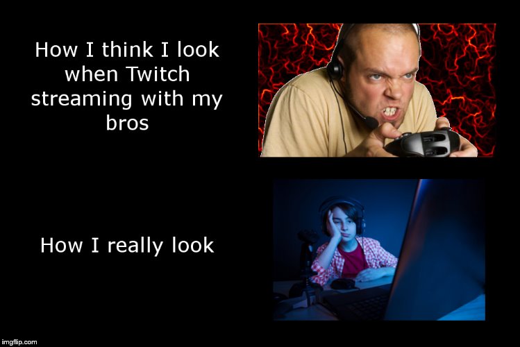 Twitch Streaming Reality | image tagged in twitch,video games,how i think i look | made w/ Imgflip meme maker