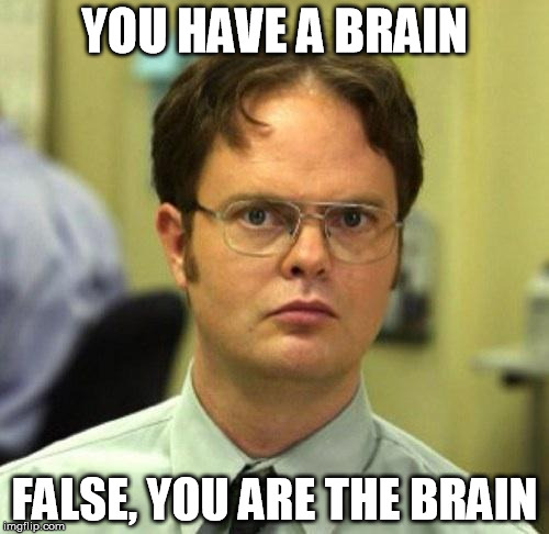 False | YOU HAVE A BRAIN; FALSE, YOU ARE THE BRAIN | image tagged in false | made w/ Imgflip meme maker