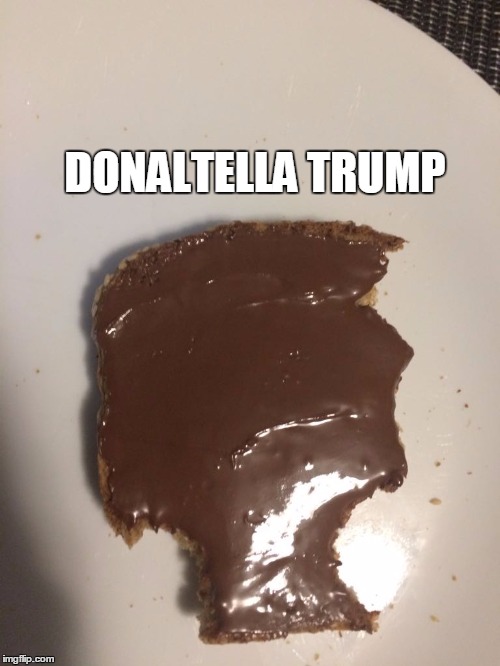 Trump is toast | DONALTELLA TRUMP | image tagged in donald trump,president trump,nutella,toast,trump,president | made w/ Imgflip meme maker