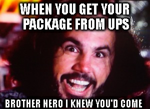 Broken Matt Hardy/Brother Nero | WHEN YOU GET YOUR PACKAGE FROM UPS; BROTHER NERO I KNEW YOU'D COME | image tagged in broken matt hardy | made w/ Imgflip meme maker
