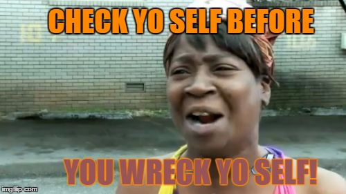 Ain't Nobody Got Time For That Meme | CHECK YO SELF BEFORE YOU WRECK YO SELF! | image tagged in memes,aint nobody got time for that | made w/ Imgflip meme maker