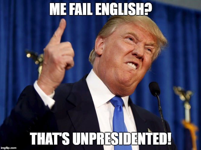 ME FAIL ENGLISH? THAT'S UNPRESIDENTED! | image tagged in trumpderp | made w/ Imgflip meme maker