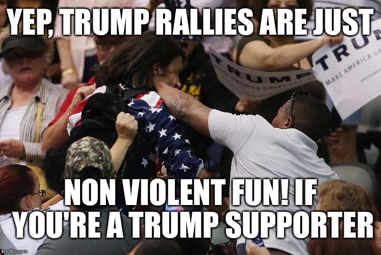 YEP, TRUMP RALLIES ARE JUST NON VIOLENT FUN! IF YOU'RE A TRUMP SUPPORTER | made w/ Imgflip meme maker