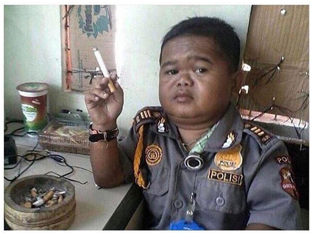 Smoking little Officer Blank Meme Template