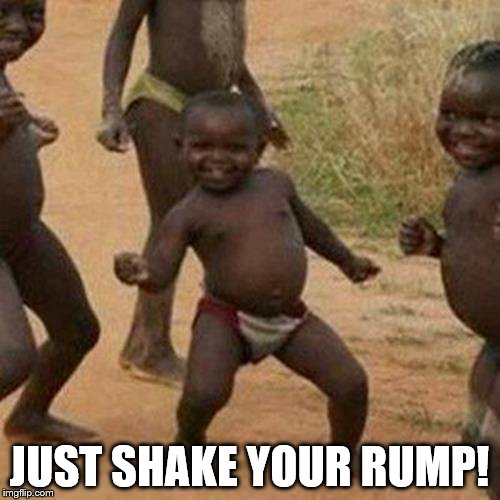 JUST SHAKE YOUR RUMP! | image tagged in memes,third world success kid | made w/ Imgflip meme maker